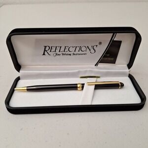 Vtg Reflections Fine Writing Instrument Pen Black And Gold In Original Gift Case